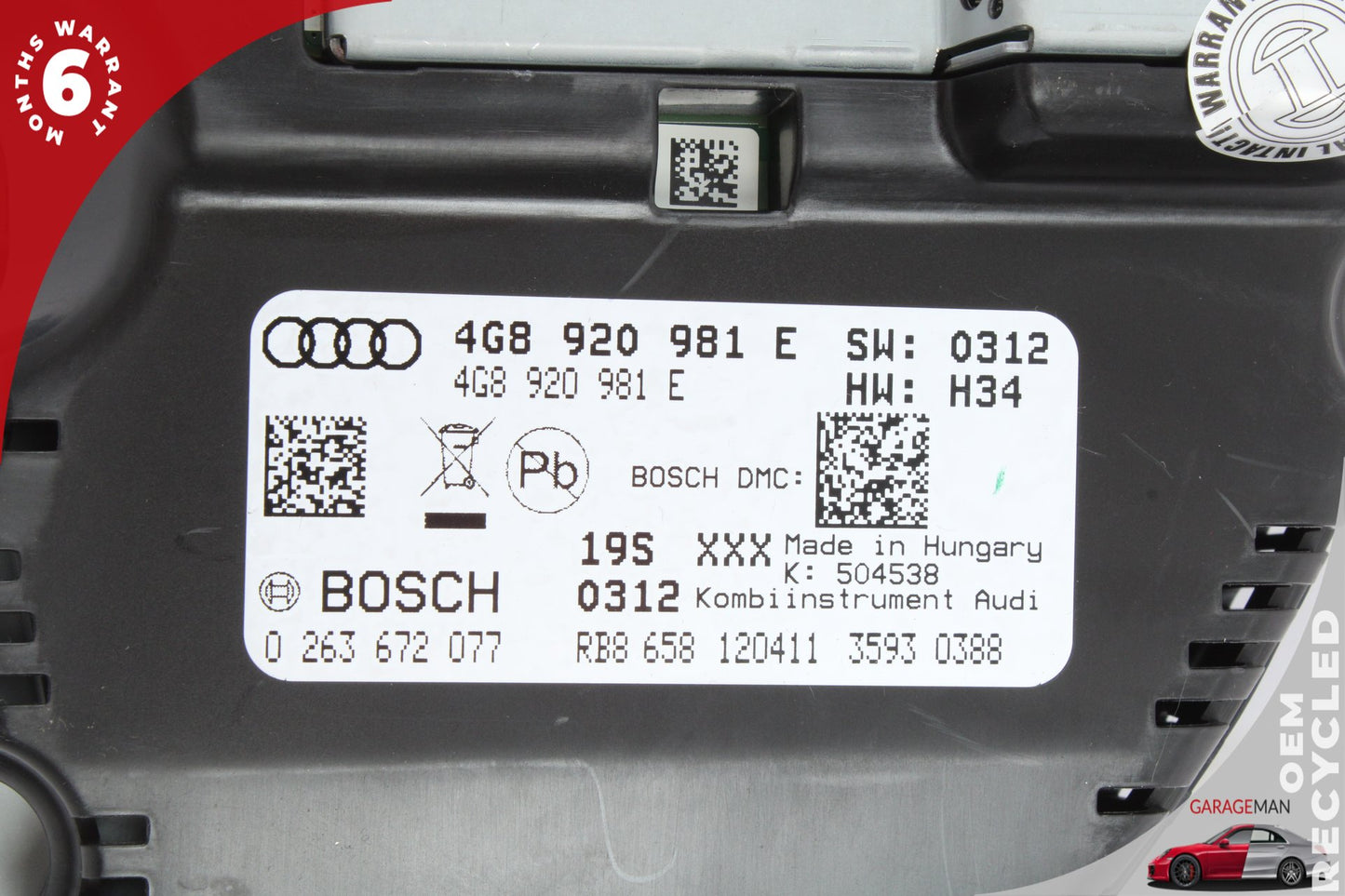 2012-2015 Audi A6 C7 Sedan Instrument Cluster Gauge Speedometer 4G8920981E
