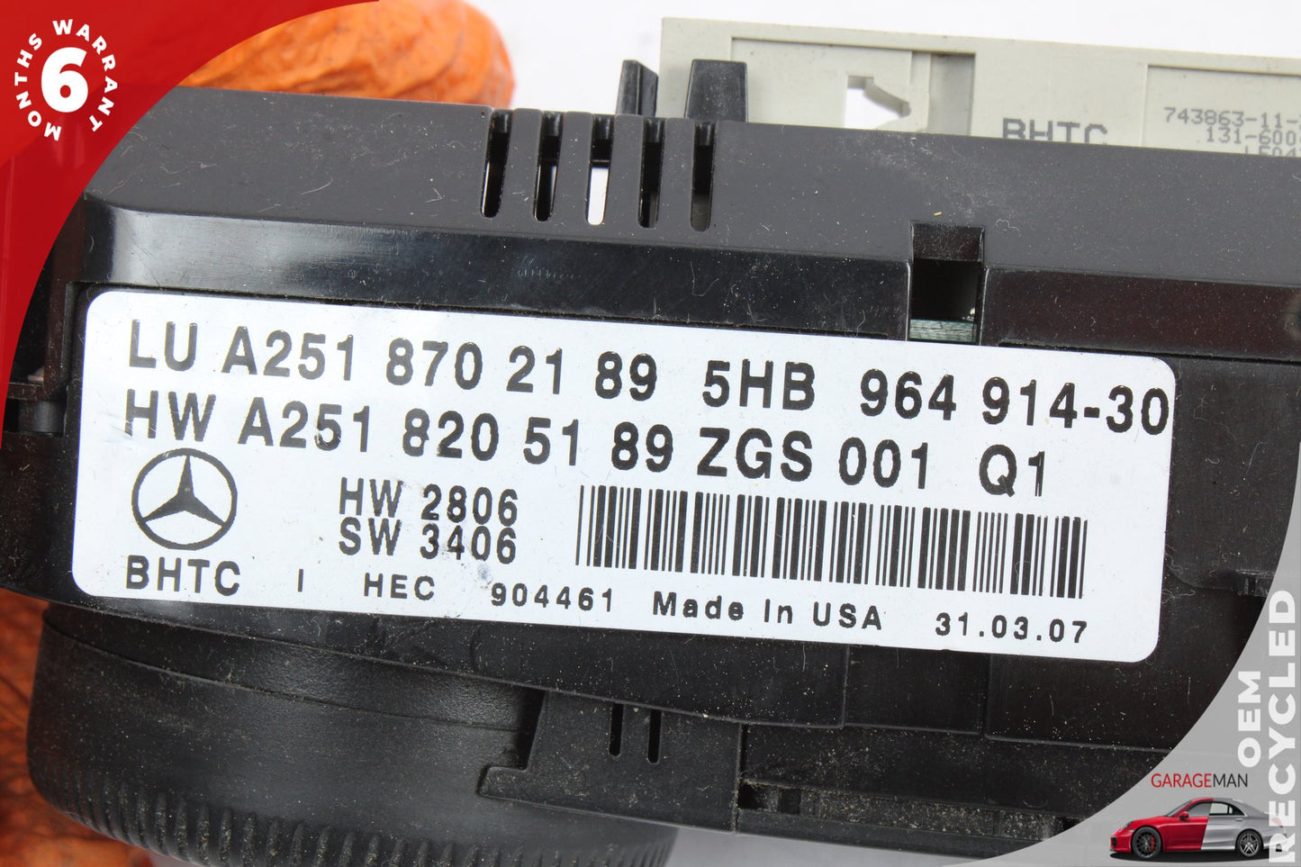 2006-2013 Mercedes W164 ML350 A/C Heater Climate Control Switch 2518702789 OEM