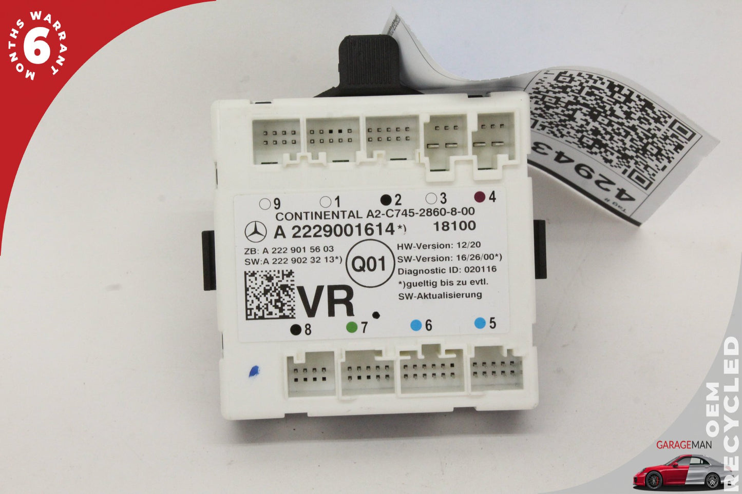 15-19 Mercedes-Benz C350e W205 Right Front Door Control Module 2229001614