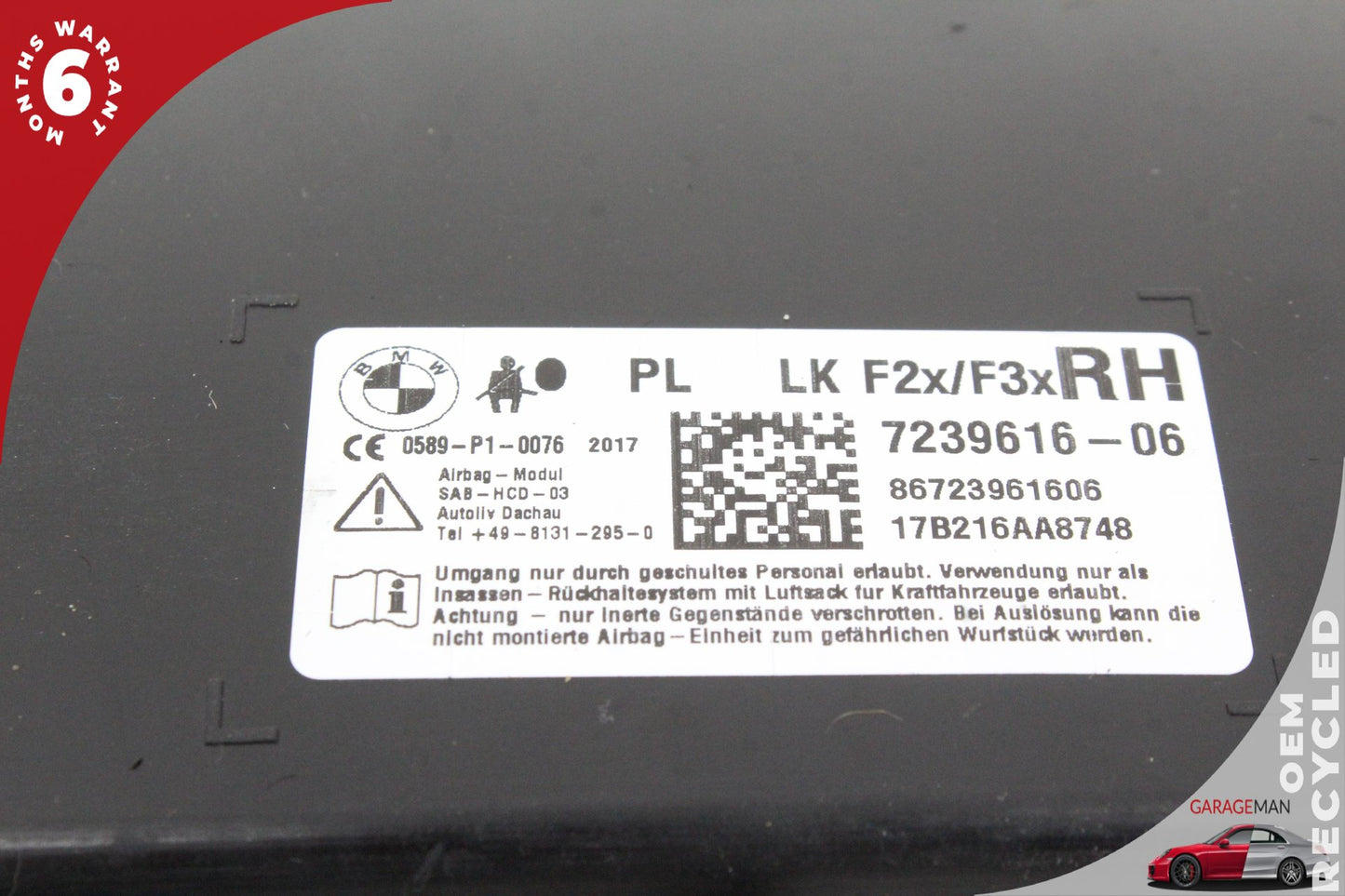 2012-2020 BMW 430i 440i F36 Front Right Passenger Side Seat Airbag 7239616 OEM