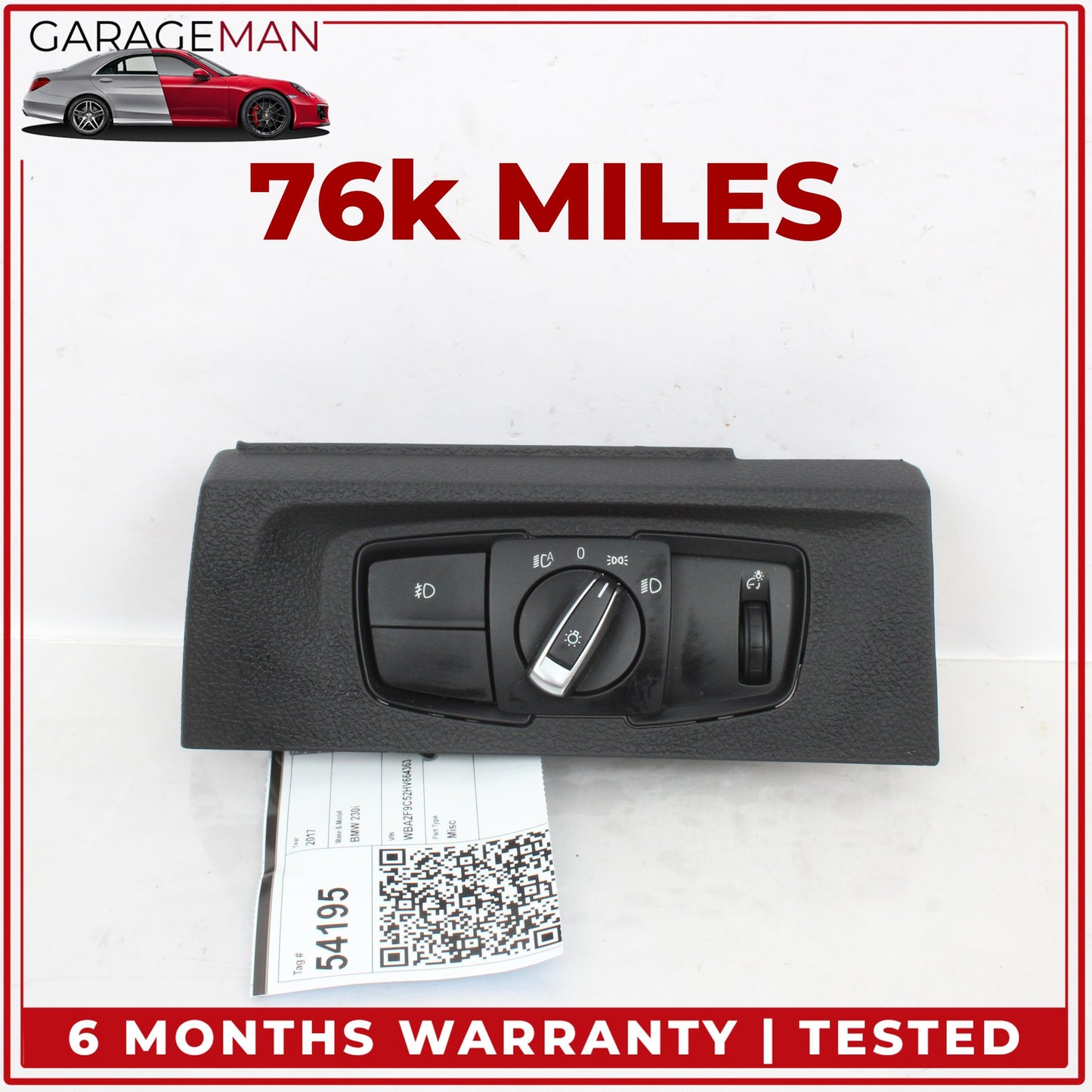 2014-2021 BMW 230i F22 Headlight Fog Light Switch Control Module w/ Trim 9393941 OEM