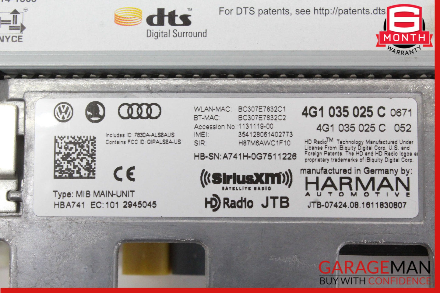 2012-2018 Audi A6 A7 Dash Multi Media Audio Radio Receiver Player 4G1035025C OEM