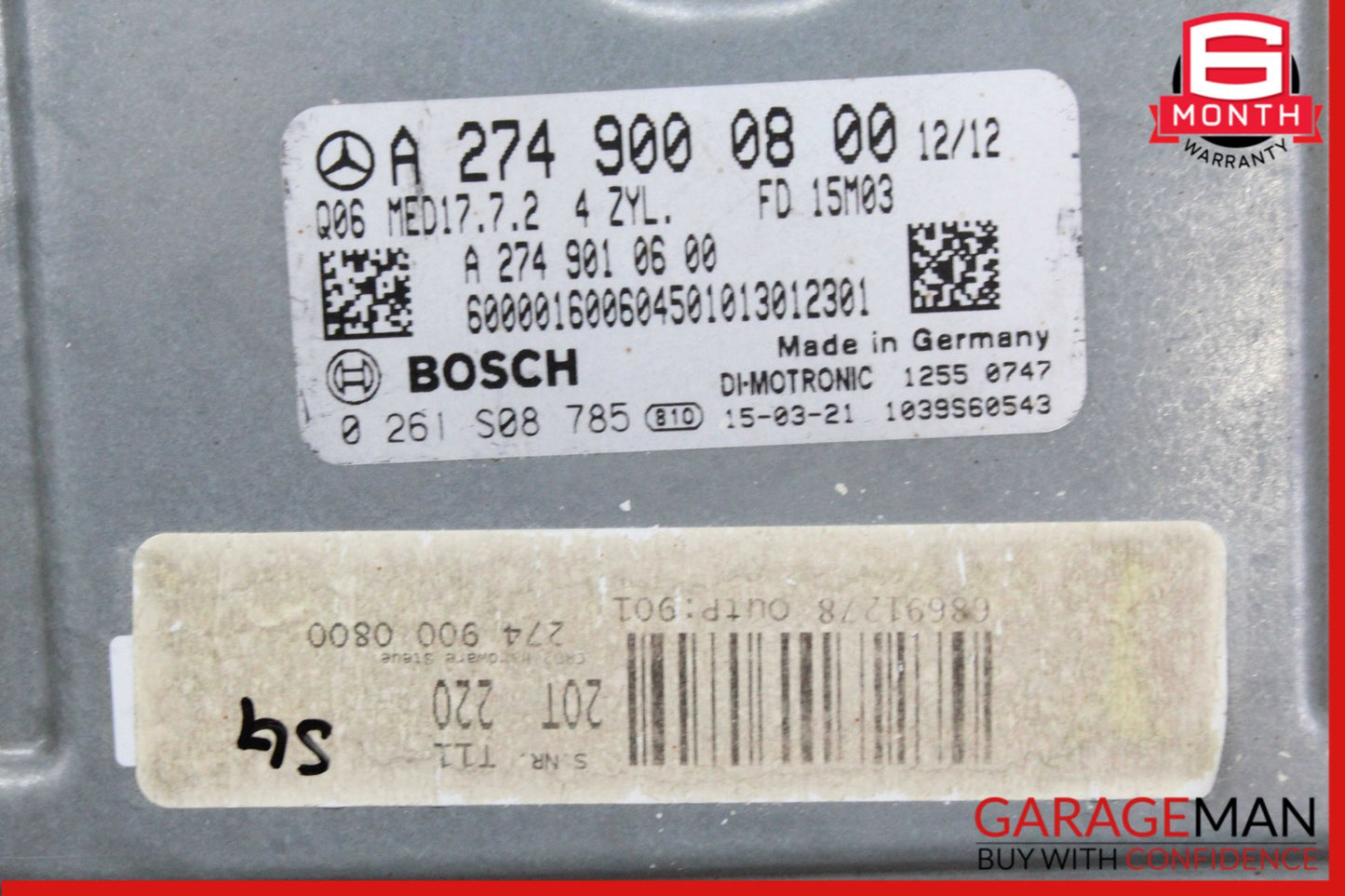 15-20 Mercedes W205 C300 M274 2.0L ECU ECM Engine Control Module OEM