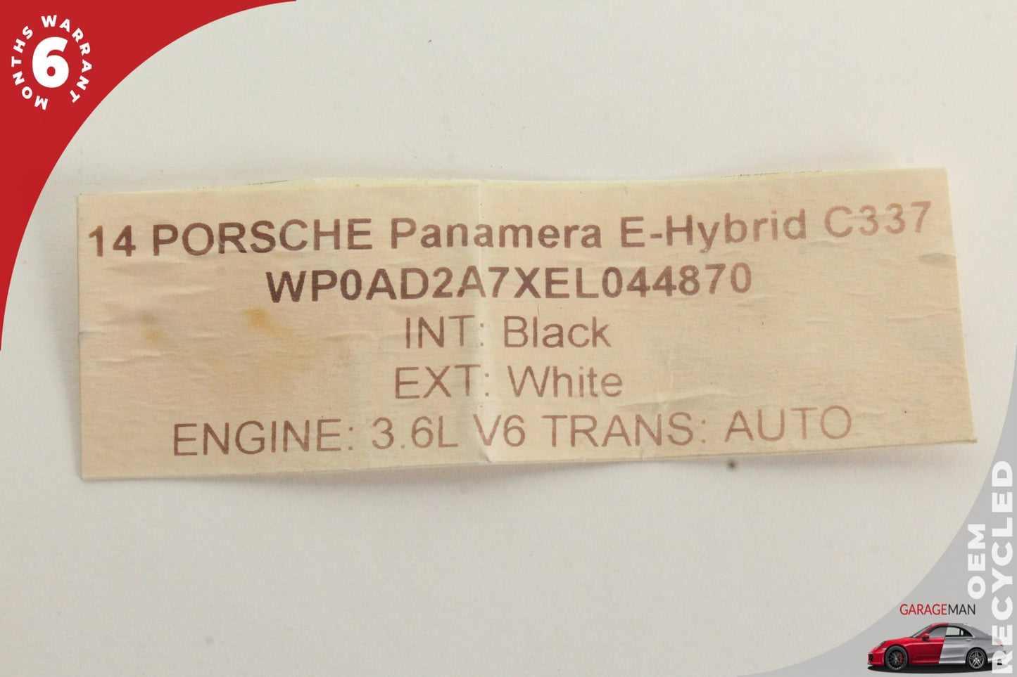 2014-2016 Porsche Panamera 970 E-Hybrid Battery Cooling Matt F00VB08001-00 OEM