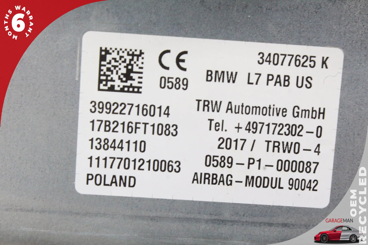 2012-2020 BMW 430i F36 Front Right Passenger Side Dashboard Airbag 9227160 OEM