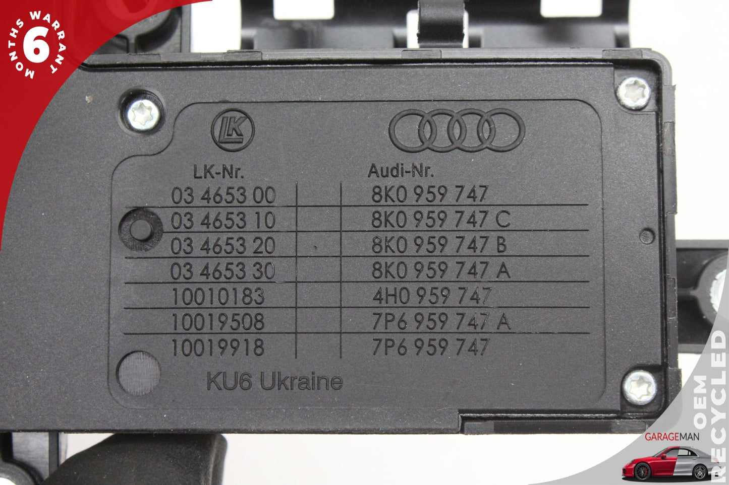 2008-2020 Audi A6 Front Left Side Seat Adjustment Control Switch 8K0959747 OEM