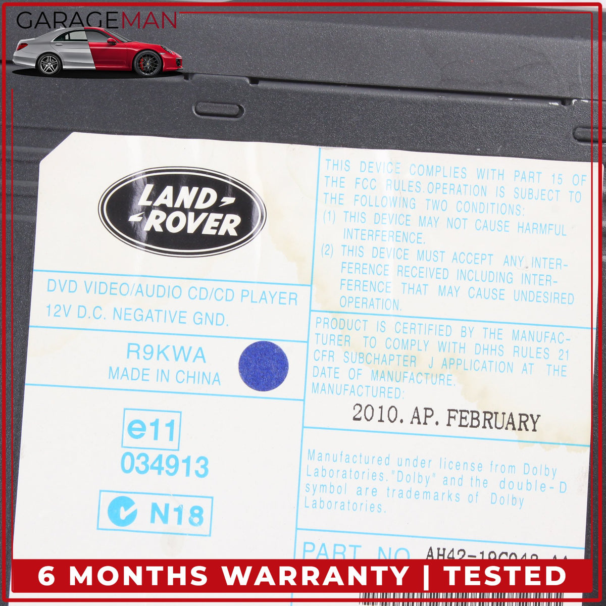 2010-2012 LR Range Rover L322 CD DVD Disc Changer Player AH4219C043AA OEM
