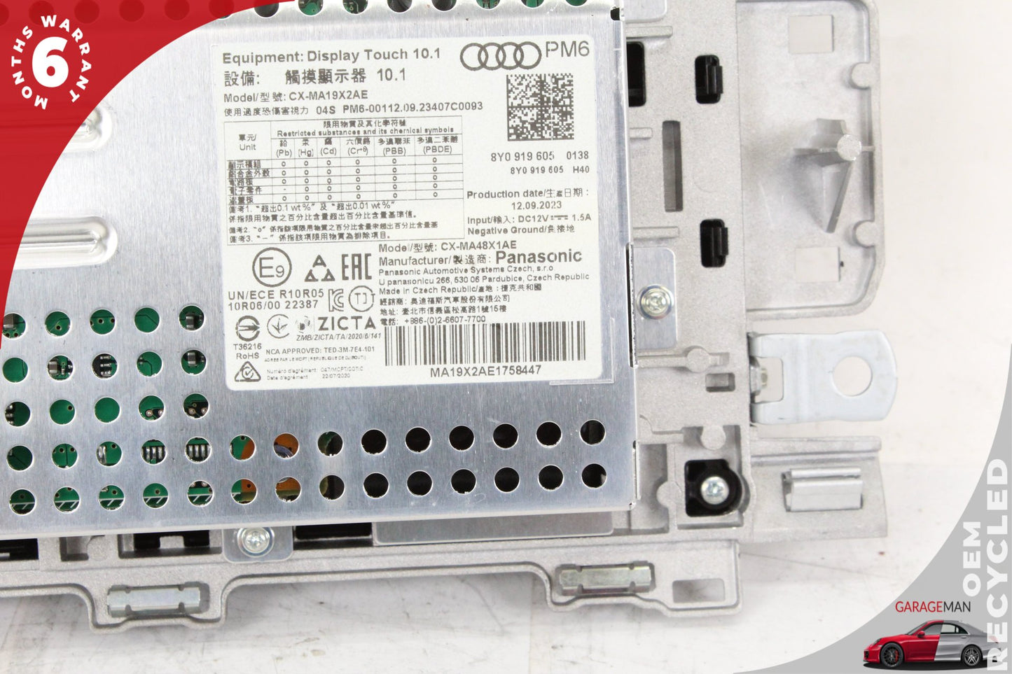 2022-2024 Audi A3 RS3 R3 Front Center Dash Display Screen Monitor 8Y0919605 OEM