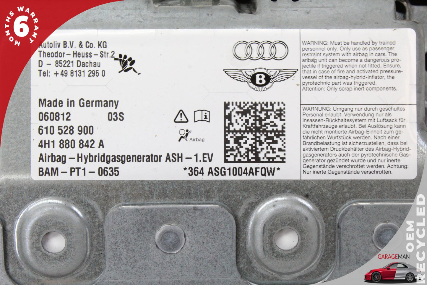 2011-2018 Audi A8 S8 Front Right Passenger Side Knee Airbag 4H1880842A OEM