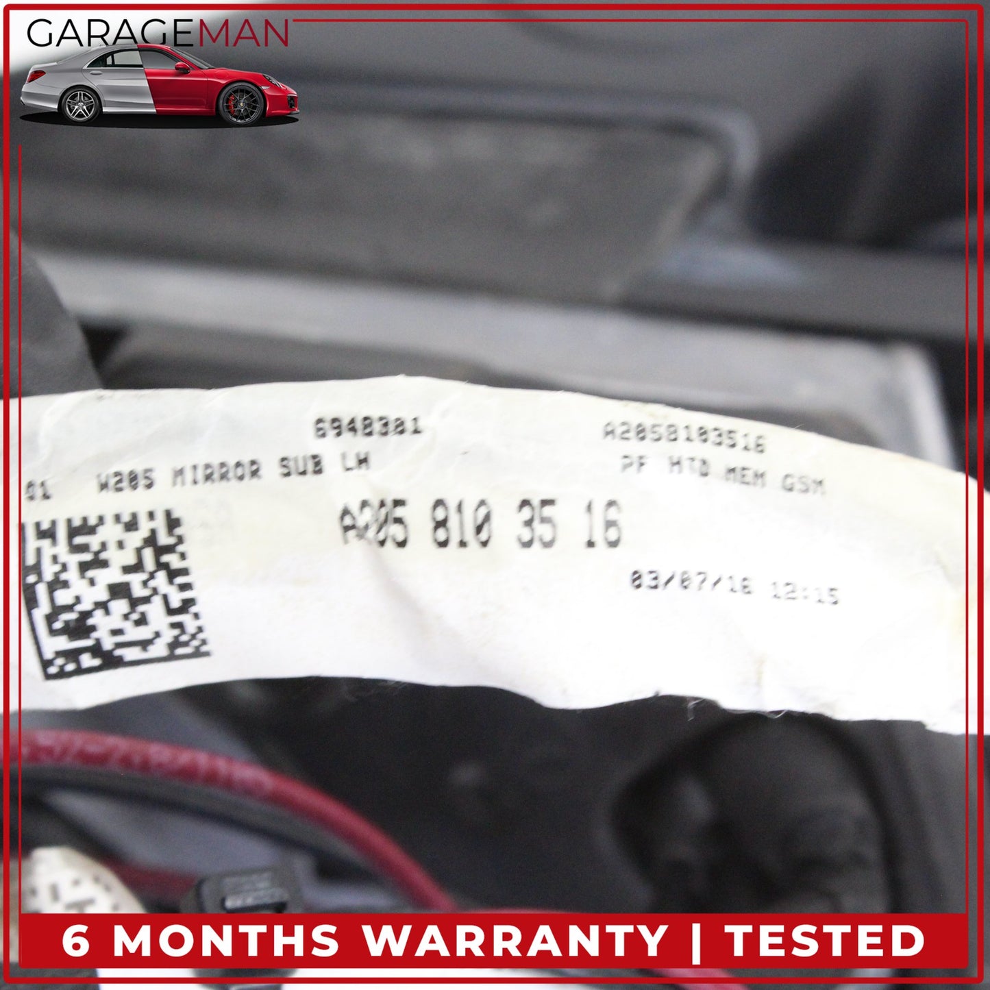 2015-2016 Mercedes W205 C300 Left Rear View Mirror w/ Blind Spot Carbon Fiber