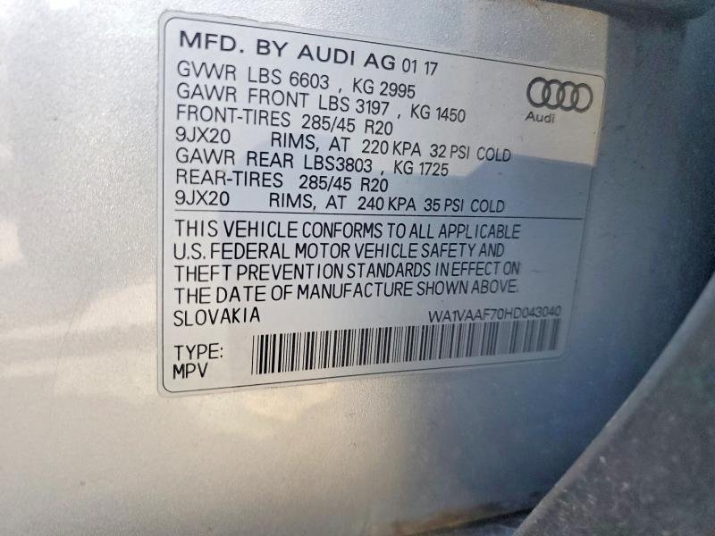 Parting Out- 2017 Audi Q7 Prestige- 201