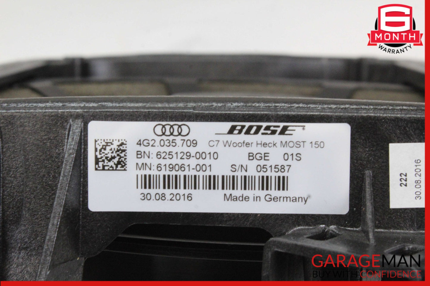 2016-2018 Audi A6 Rear Deck Shelf Panel Center Subwoofer Sub Woofer Speaker OEM