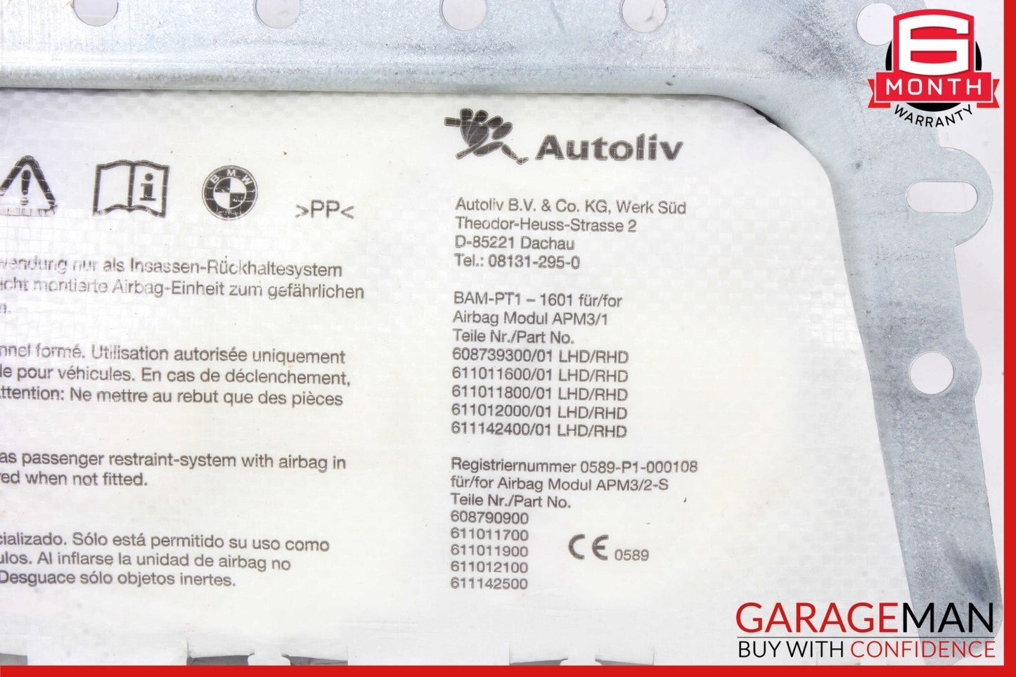 11-16 BMW 528i 535i 550i Front Right Passenger Side Airbag Air Bag OEM