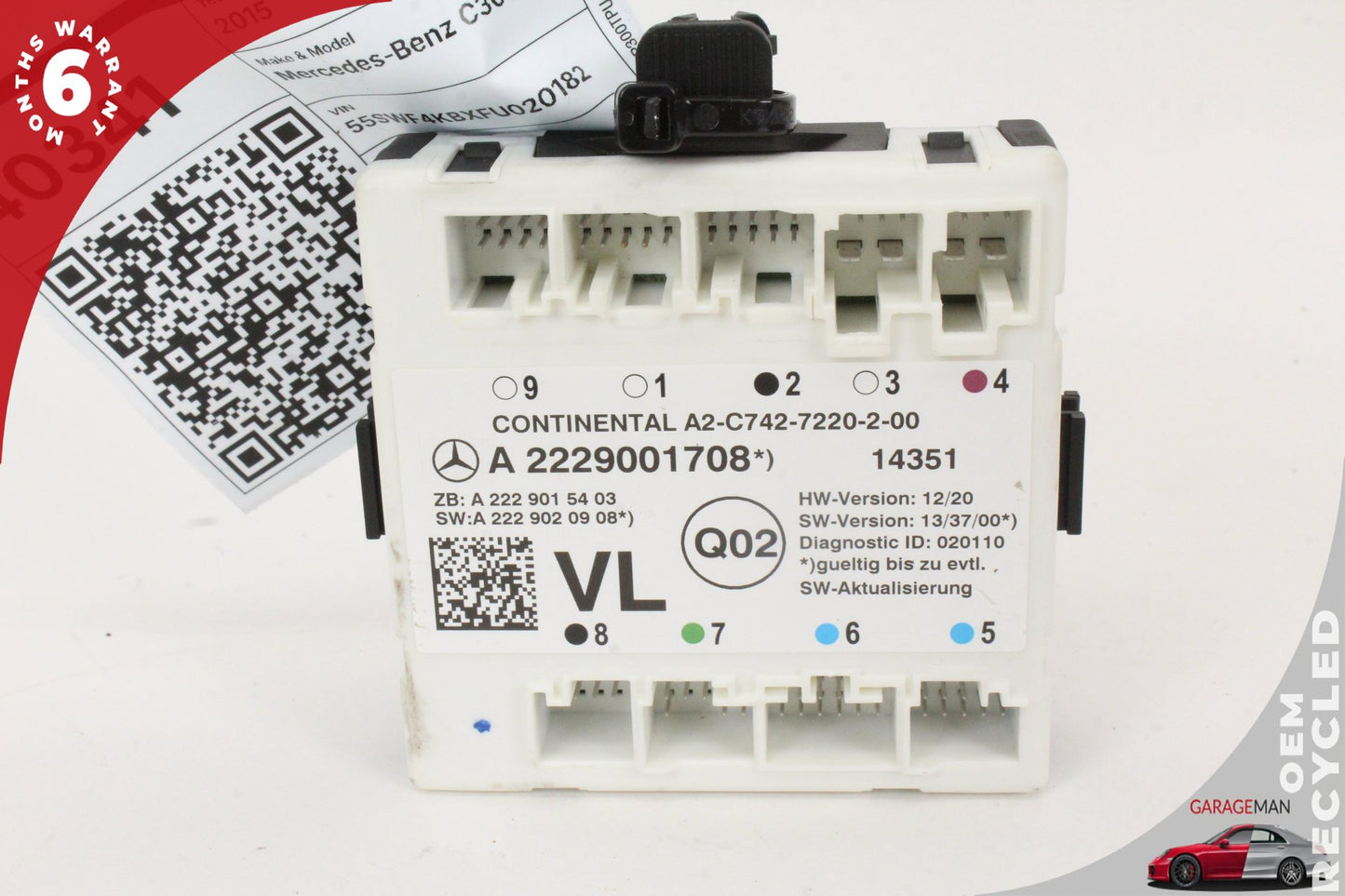 2015-2020 Mercedes W205 C300 C400 Front Left Door Control Module 2229001708 OEM