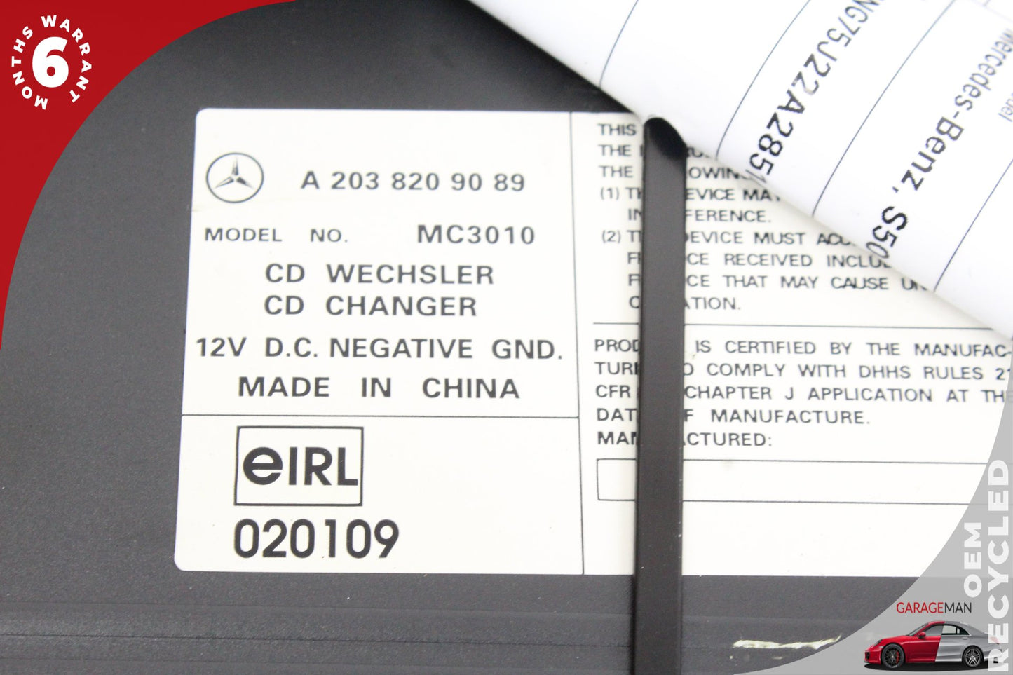 98-09 Mercedes-Benz S500 W220 Sedan CD Changer 6 Disk Player 2038209089 Genuine