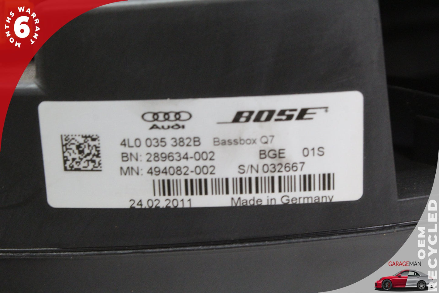 2007-2015 Audi Q7 SUV Rear Trunk Boot Audio Subwoofer Speaker Box 4L0035382B OEM