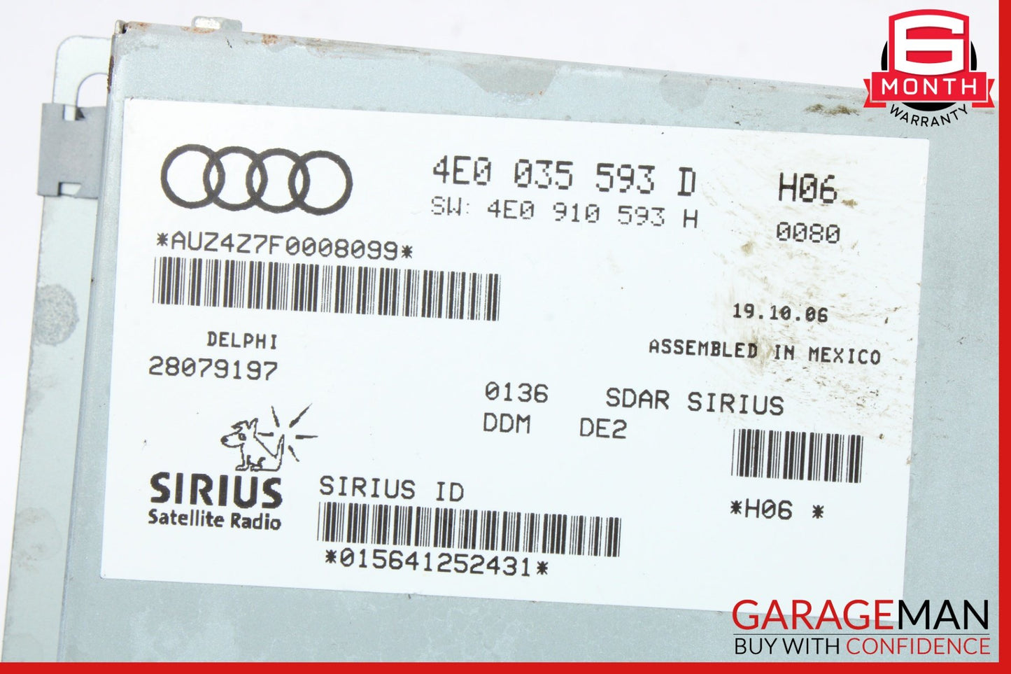 2007-2009 Audi Q7 Sirius Satellite Radio Receiver 4E0035593D Genuine