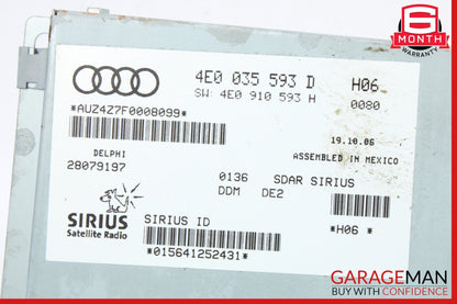 2007-2009 Audi Q7 Sirius Satellite Radio Receiver 4E0035593D Genuine
