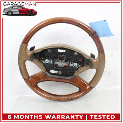 2010-2014 Mercedes W221 S550 Front Left Steering Wheel Wood Brown 2214609203 OEM