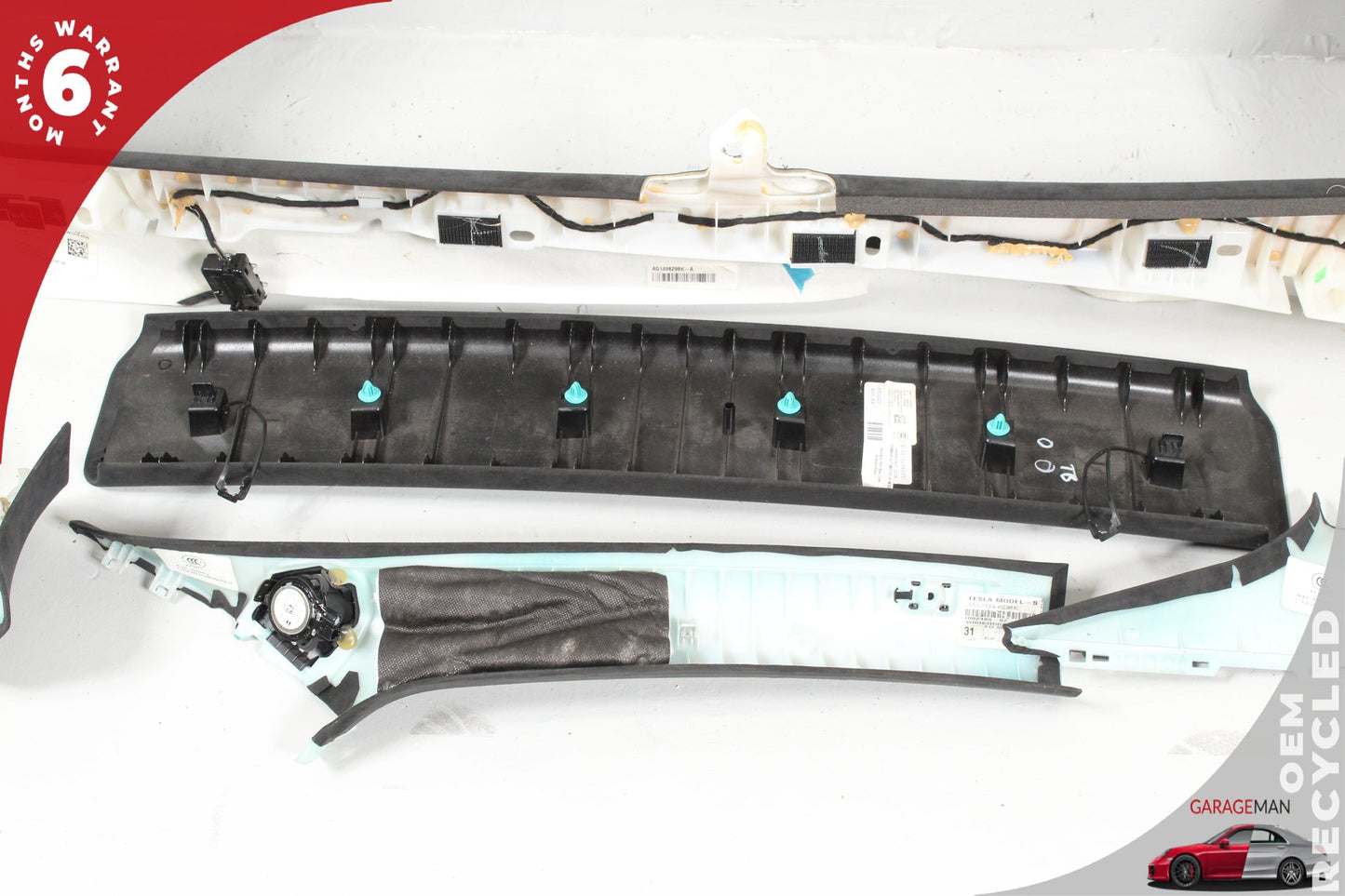 12-20 Tesla Model S 85D Panoramic Roof Headliner Trim Bow Pillar Cover Suede 104593602C