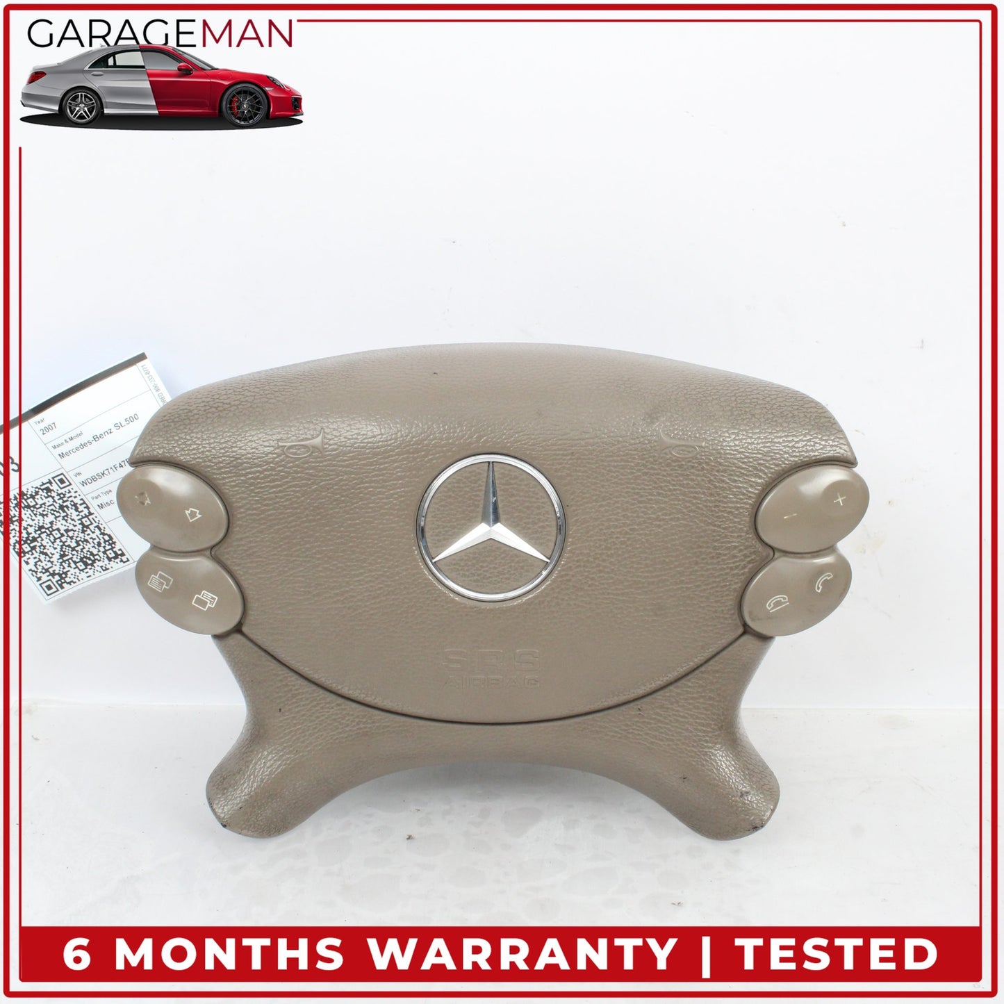 2003-2012 Mercedes R230 SL500 Front Left Steering Wheel Airbag Air Bag Beige OEM
