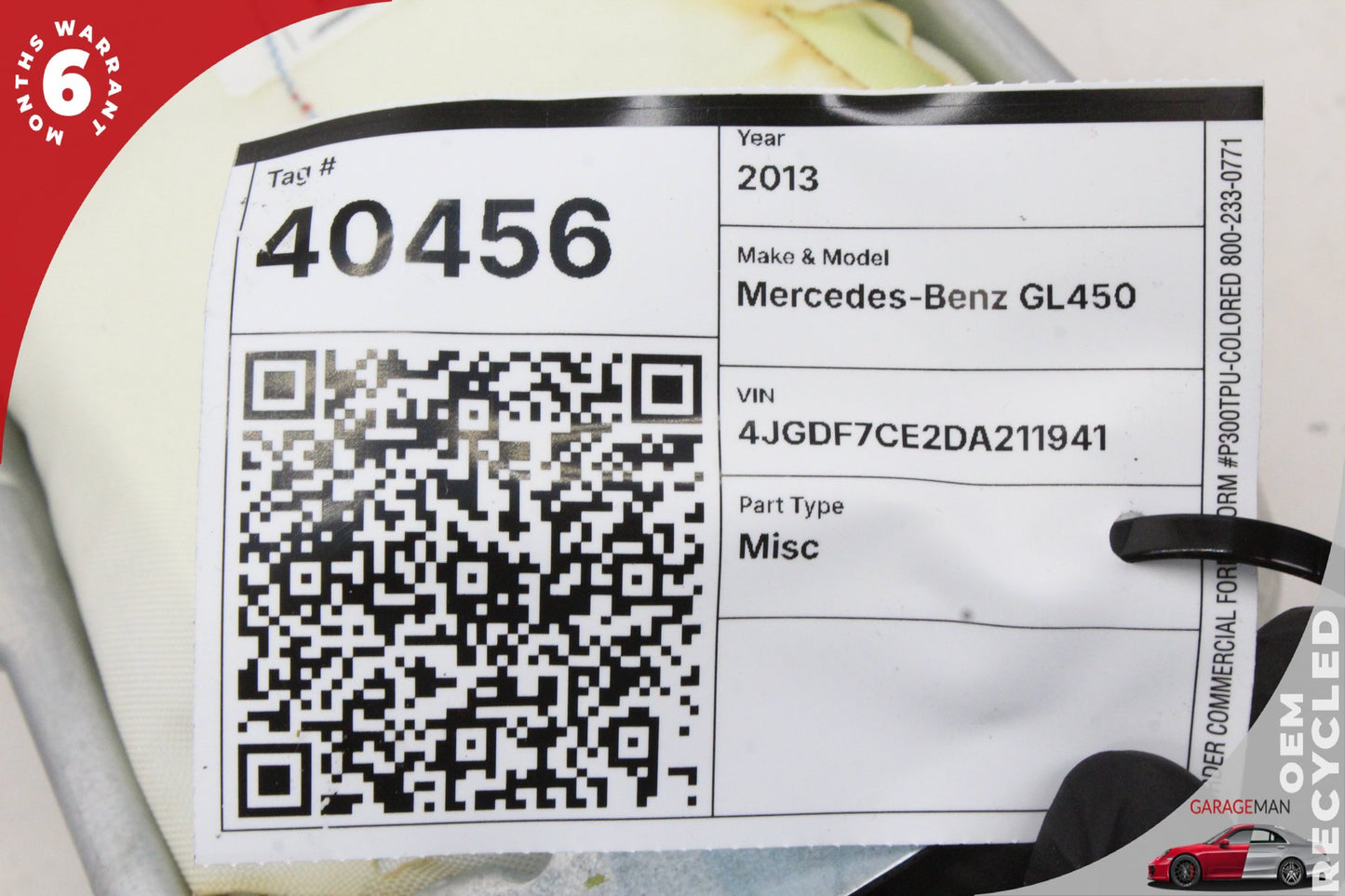 2012-2019 Mercedes X166 GL450 Front Right Side Dashboard Airbag 1668602402 OEM