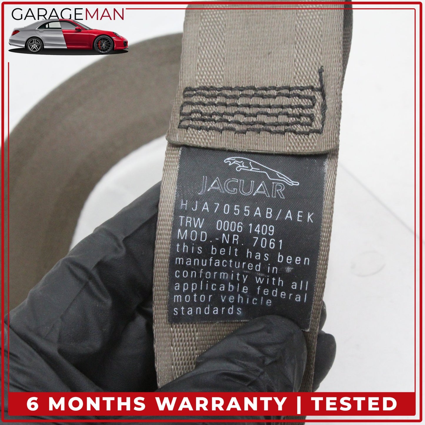 1997-2003 Jaguar XK8 XKR Front Left Driver Side Seat Belt Beige HJA7055AB OEM