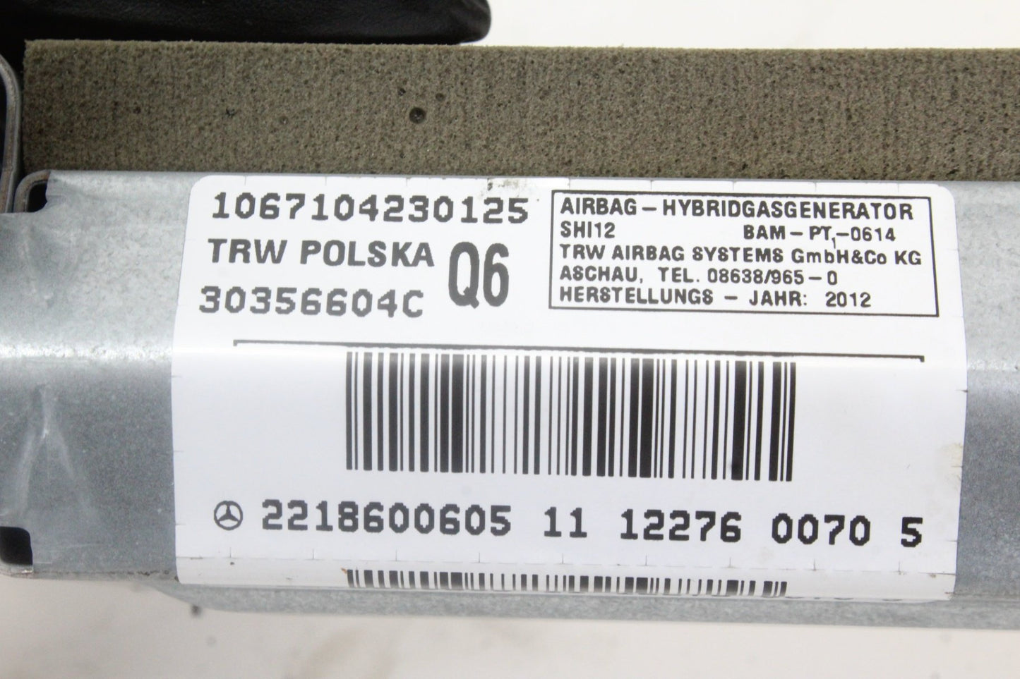 2007-2014 Mercedes S550 W221 Rear Right Quarter Airbag 2218600605