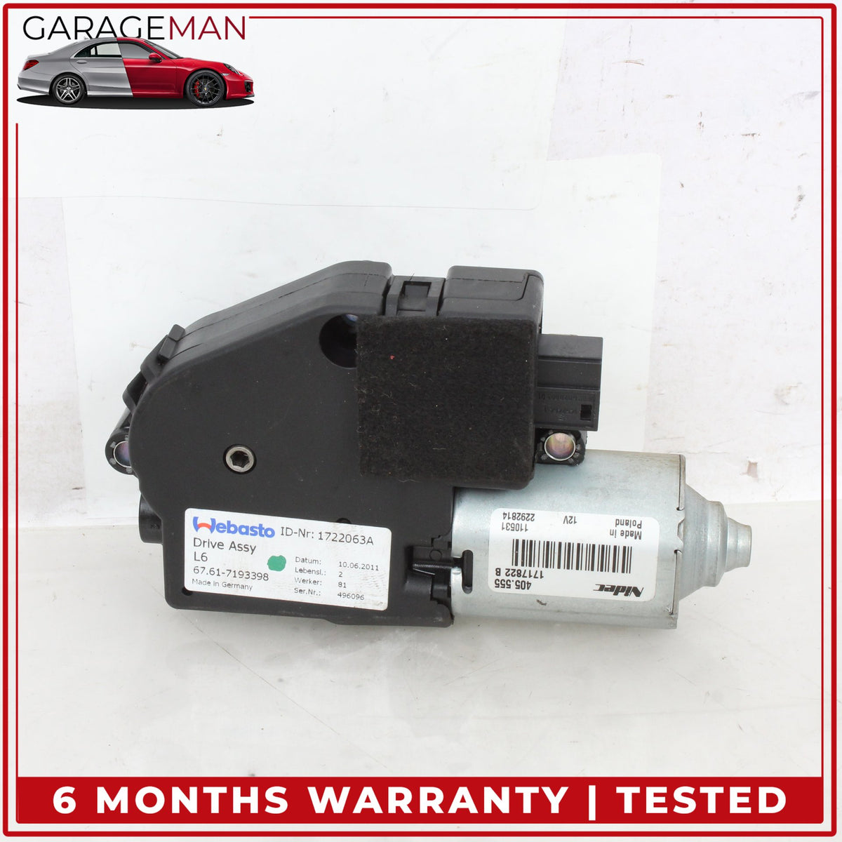 2012-2018 BMW 650i F13 Sun Roof Drive Motor (Set of 2) 7193398 OEM