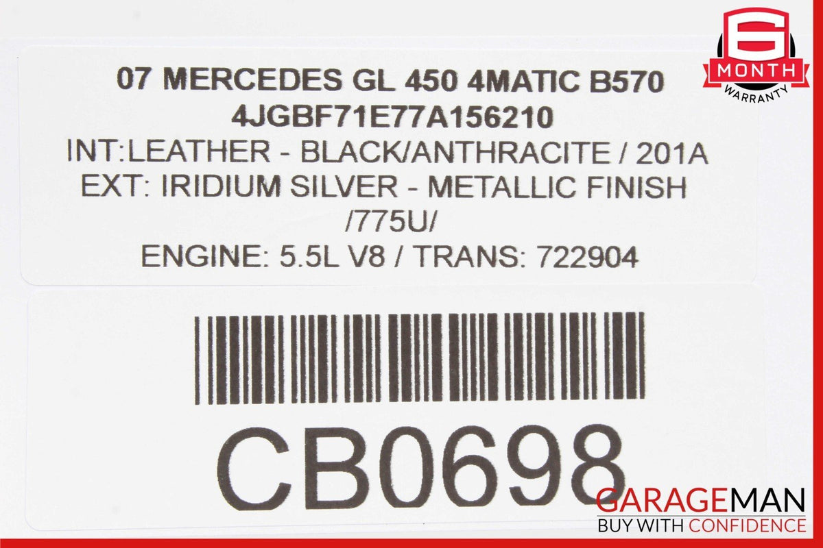 06-08 Mercedes X164 GL450 ML350 R350 Driver Steering Wheel Airbag Anthracite OEM