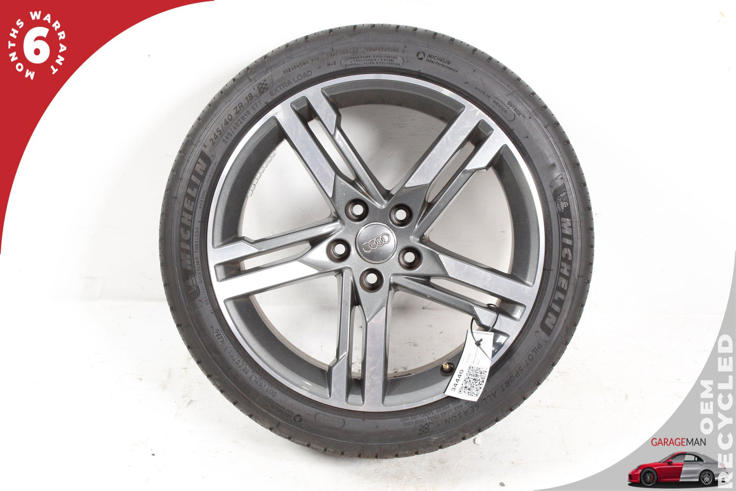 2017-2020 Audi A4 S4 5 Spoke Wheel Rim w/ Michelin Tire 8.0Jx18H2 8W0601025M OEM