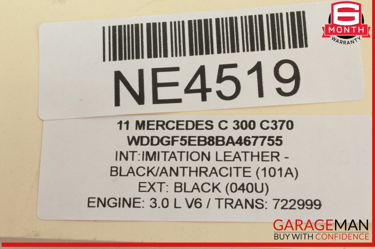 08-14 Mercedes W204 C300 C250 Left Driver Side Roof Curtain Airbag Air Bag OEM