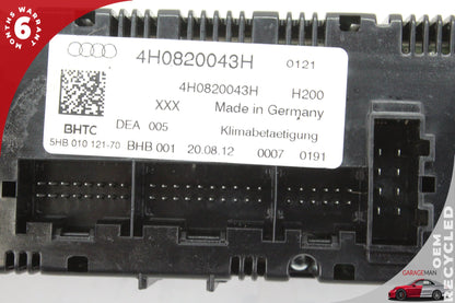 2011-2018 Audi A8 S8 Front AC Temperature Climate Control Panel 4H0820043H OEM