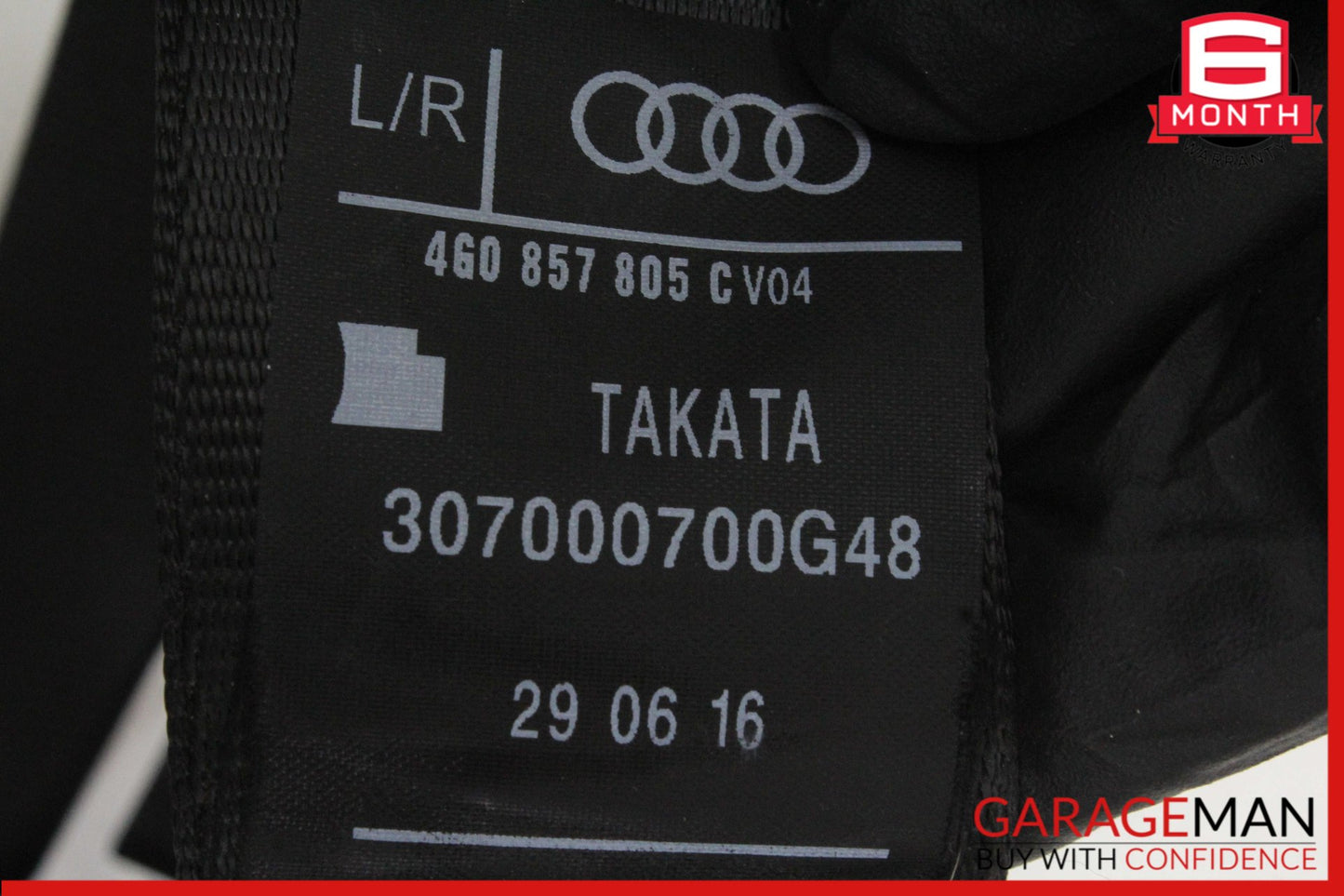 2012-2018 Audi A6 A7 Rear Left or Right Side Seat Belt Black 4G0857805C OEM