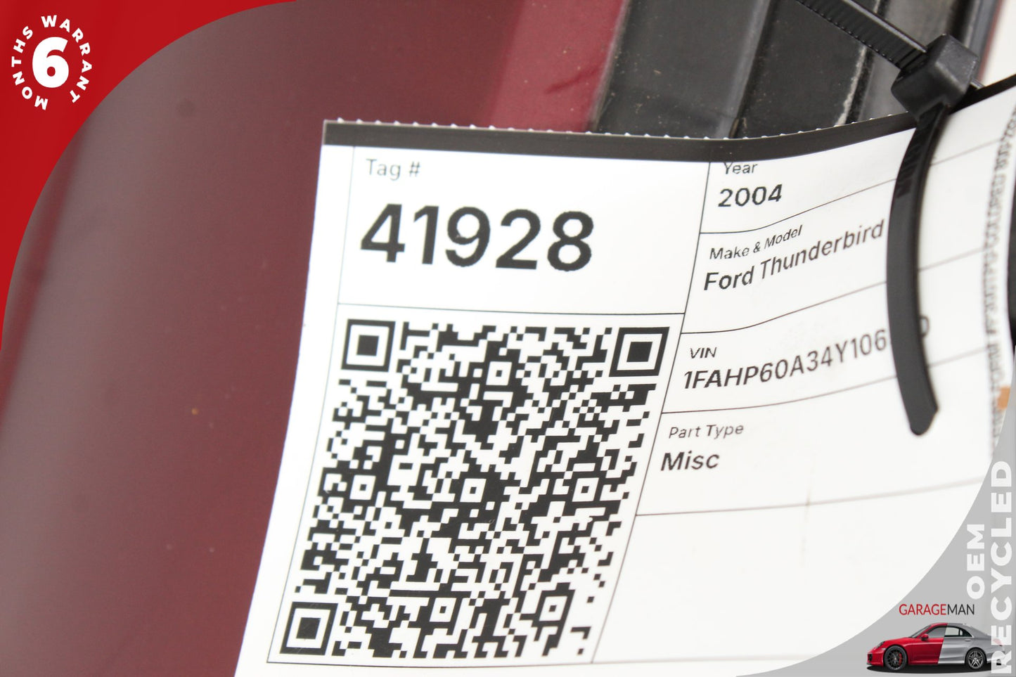 2002-2005 Ford Thunderbird Front Right Side Door Shell Red 1W6Z7620124AA OEM