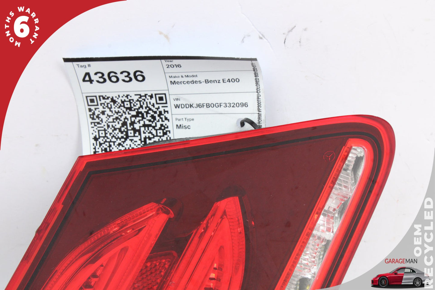 14- 17 Mercedes-Benz E400 W207 Coupe Rear Left Inner Tail Light 2079063700