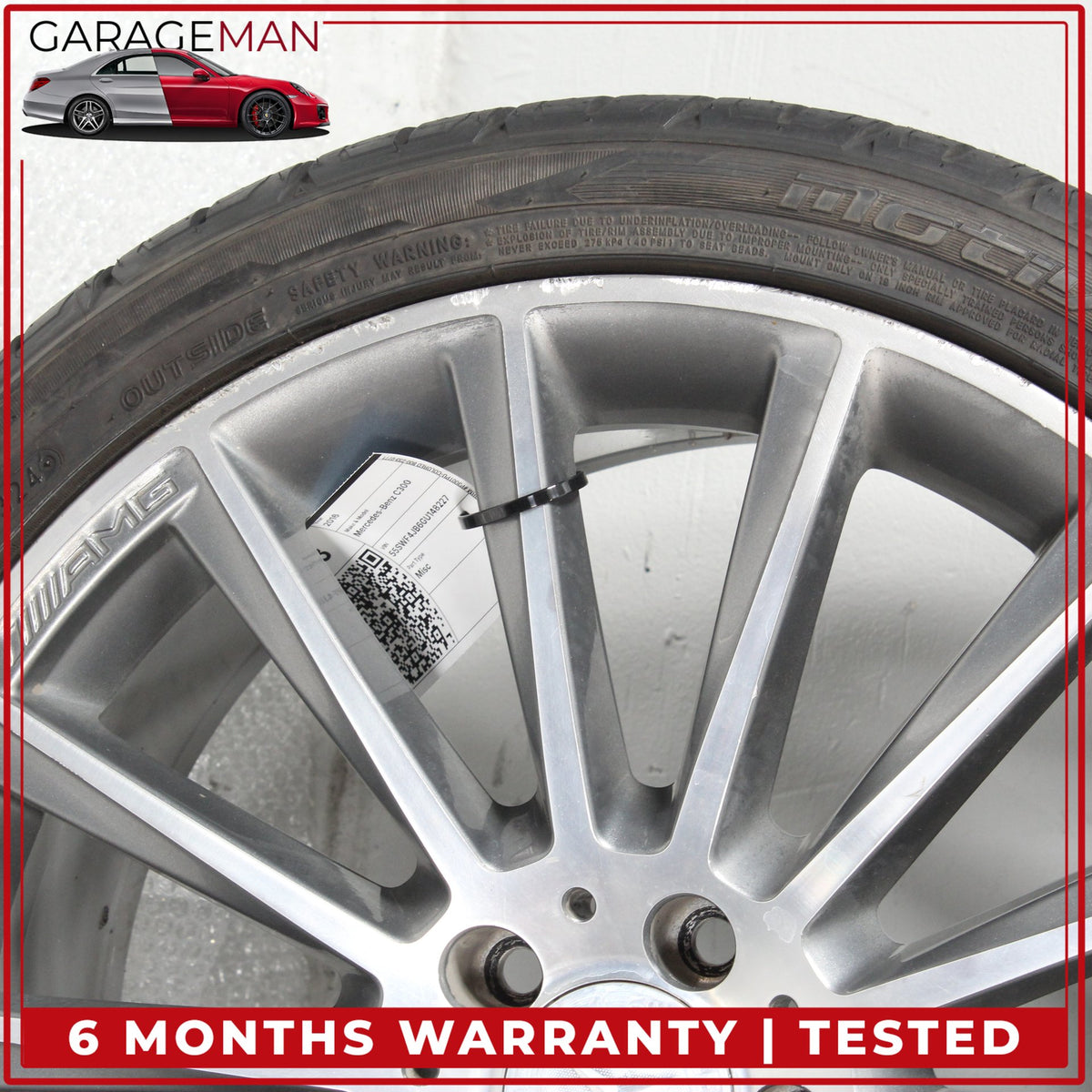 2015-2023 Mercedes W205 C300 Rear Wheel Rim w/ Tire 8.5JX19H2ET52 2054011400 OEM