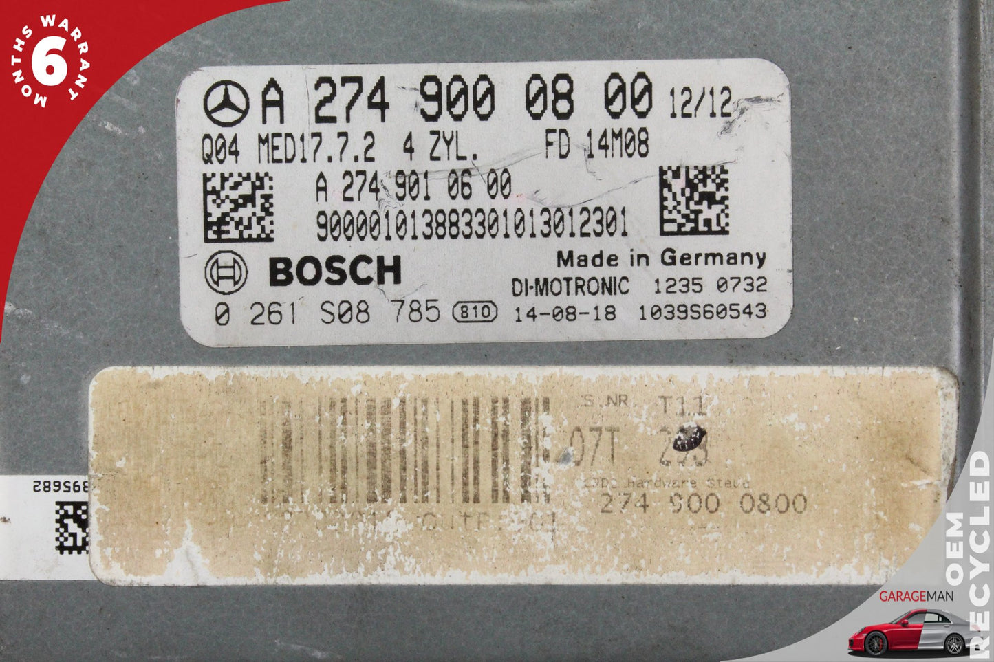2015-2020 Mercedes W205 C300 M274 2.0L ECU ECM Engine Control Module OEM