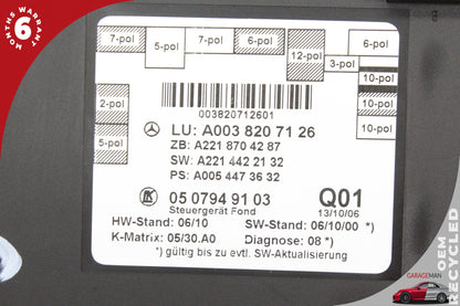 2007-2014 Mercedes W221 S550 Rear Left or Right Door Control Module 0038207126