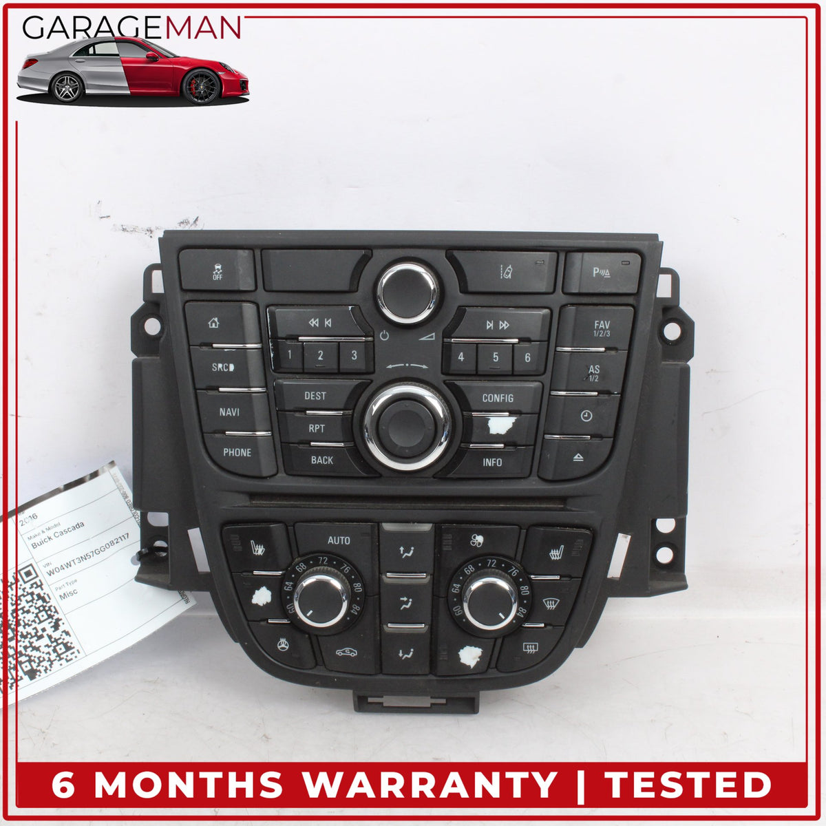 2016-2019 Buick Cascada Radio Audio Climat Control Panel Assy 13497754 OEM