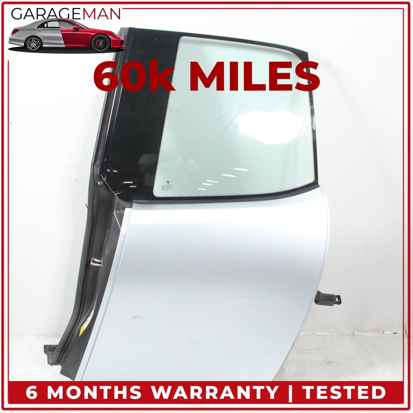 2014-2021 BMW i3 Rear Left Driver Side Door Shell w/ Window Glass Silver OEM