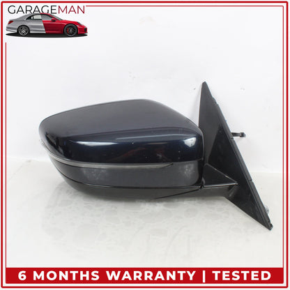 2017-2023 BMW 530e Right Door Rear View Mirror w/ Blind Spot Blue Metallic OEM