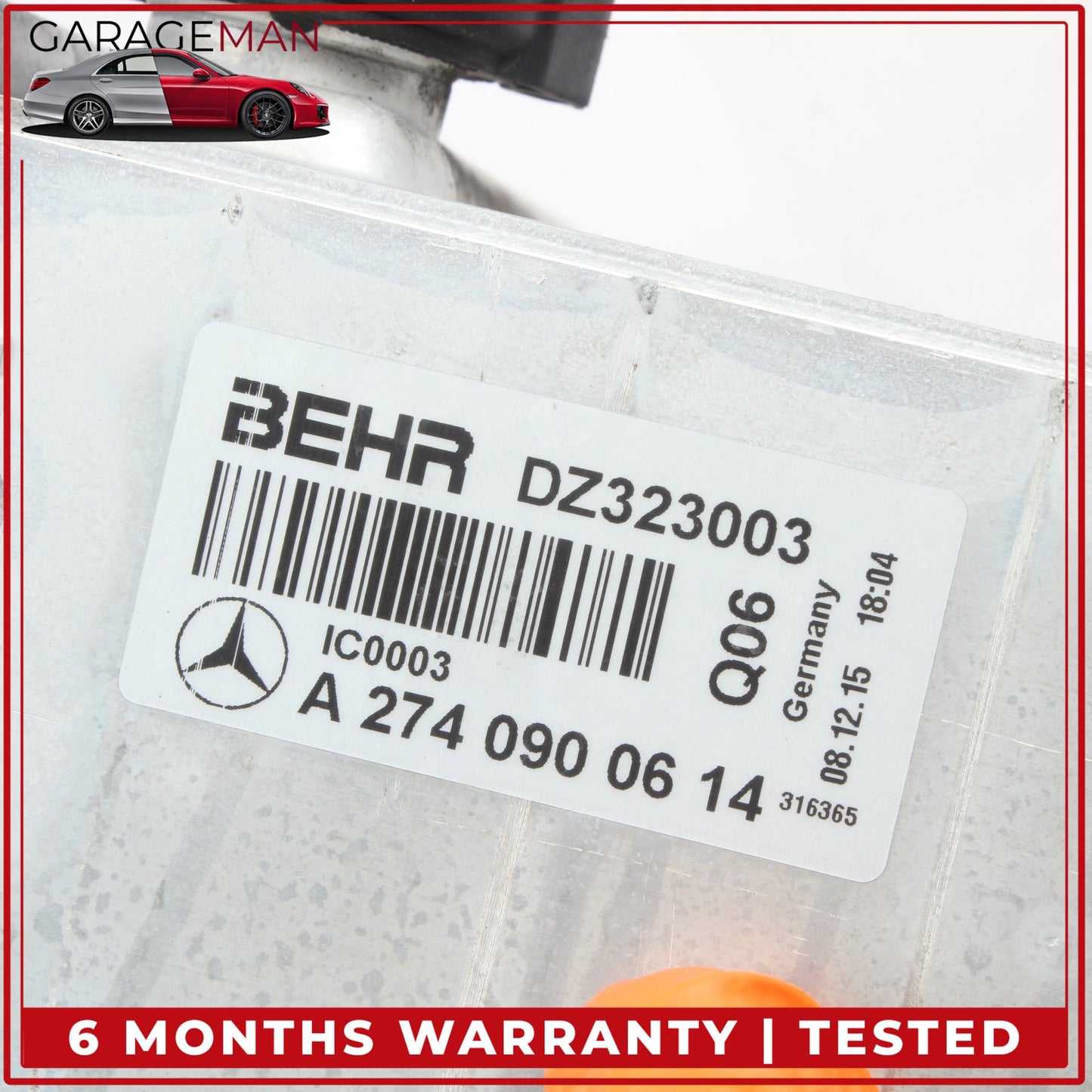 2015-2020 Mercedes W205 C300 Intercooler Radiator w/ Air Intake Pipe Hose OEM
