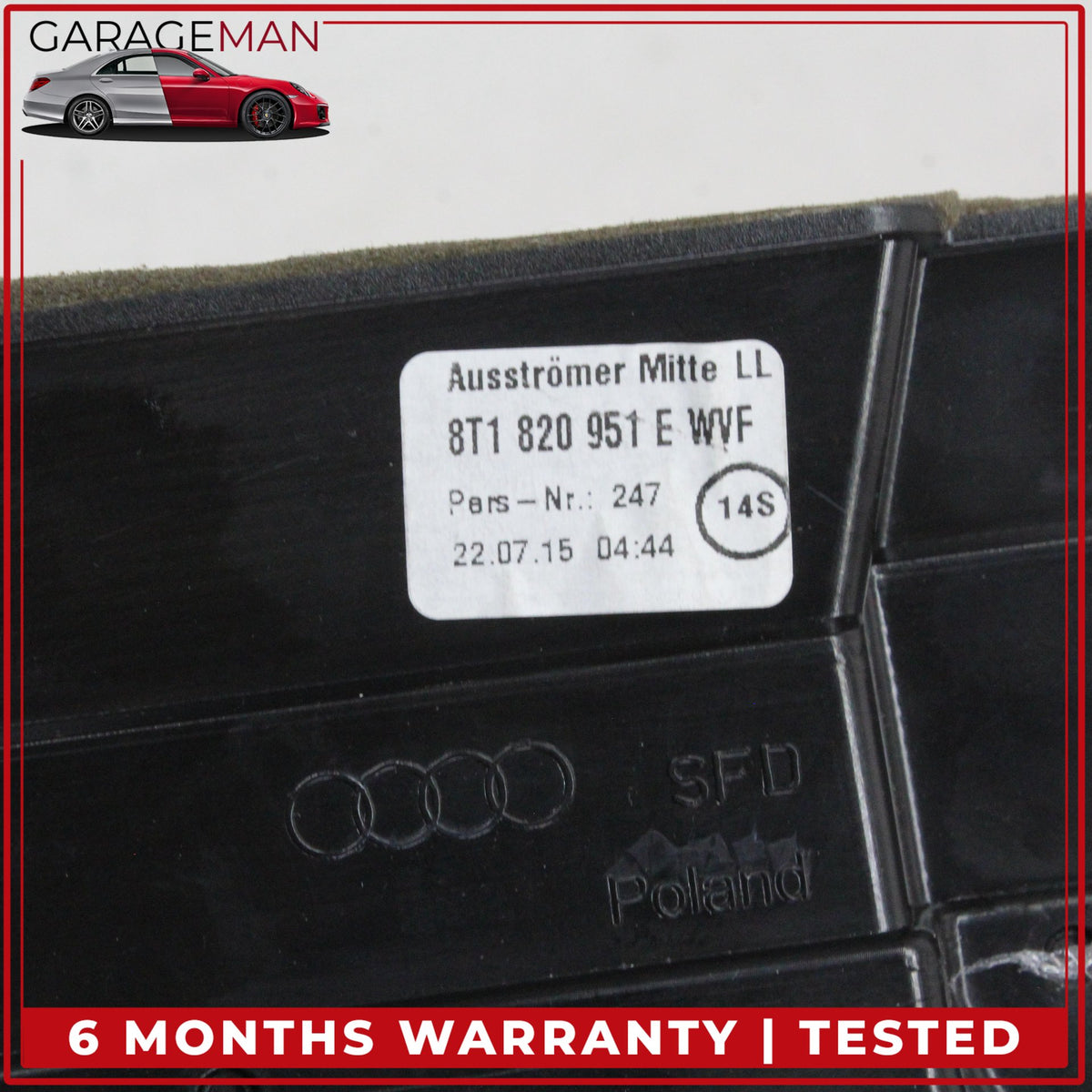 2009-2016 Audi A4 S4 Front Center Dashbord AC A/C Air Vent 8T1820951E OEM