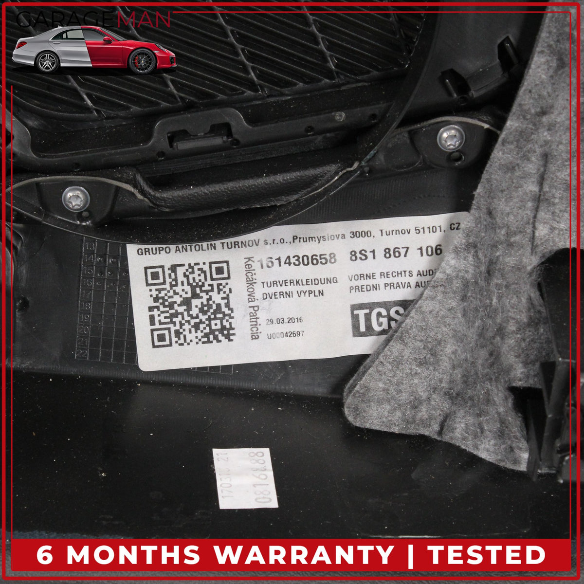 2016-2023 Audi TTS 8S Coupe Front Right Passenger Door Trim Panel 8S1867106A OEM