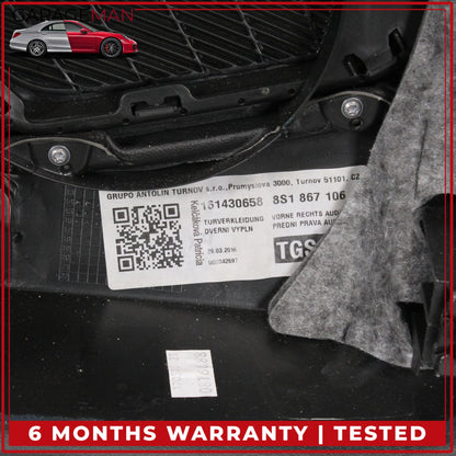 2016-2023 Audi TTS 8S Coupe Front Right Passenger Door Trim Panel 8S1867106A OEM