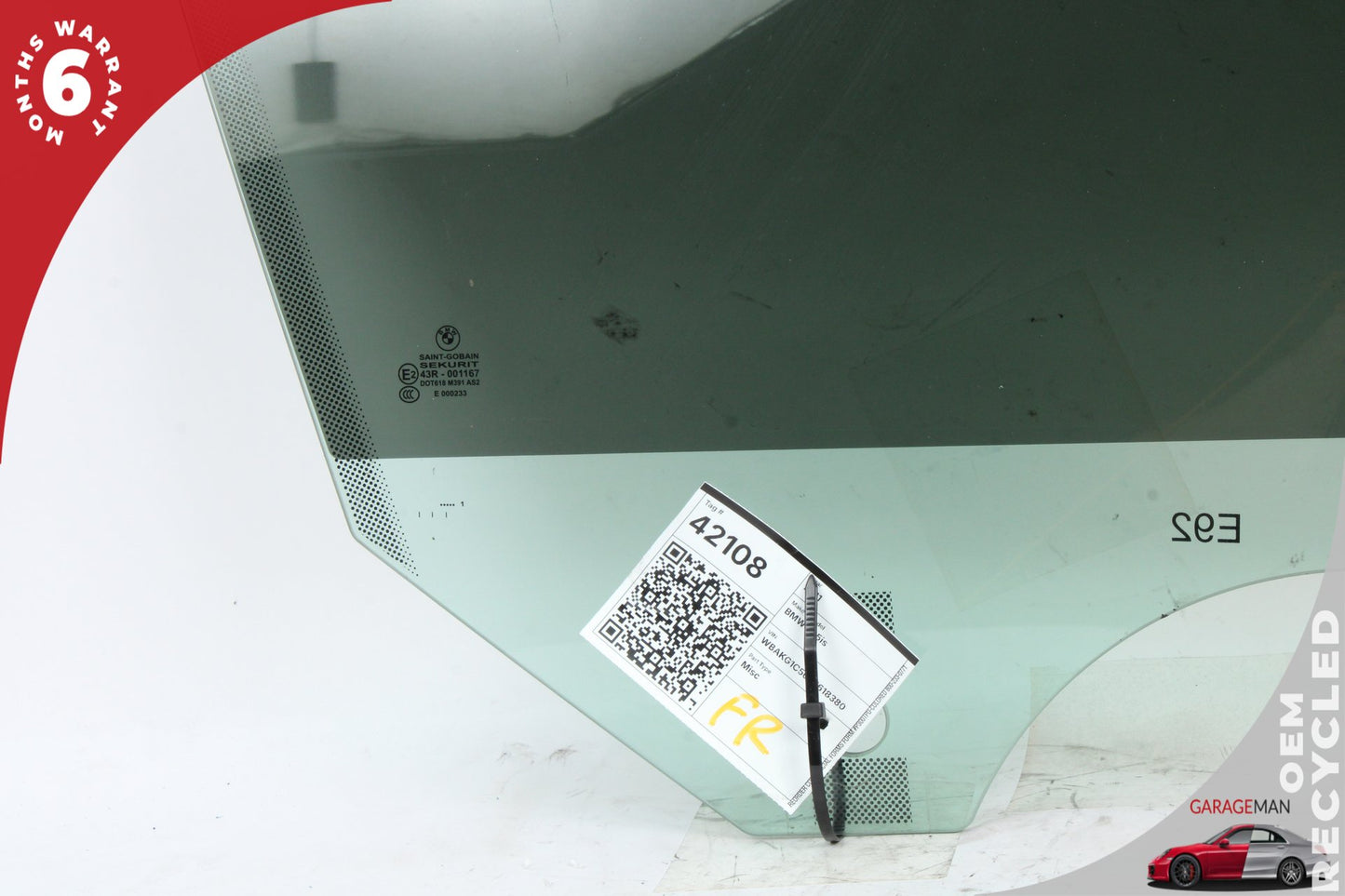 2007-2013 BMW 335is Coupe Front Right Passenger Side Door Window Glass OEM