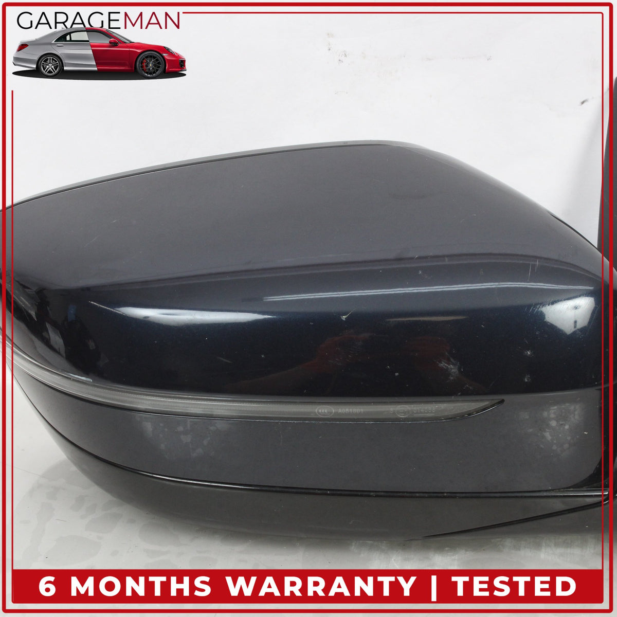 2017-2023 BMW 530e Right Door Rear View Mirror w/ Blind Spot Blue Metallic OEM
