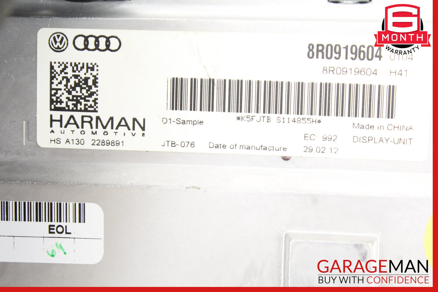 2009-2016 Audi A5 Front Center Dash Display Screen Monitor 8R0919604 OEM