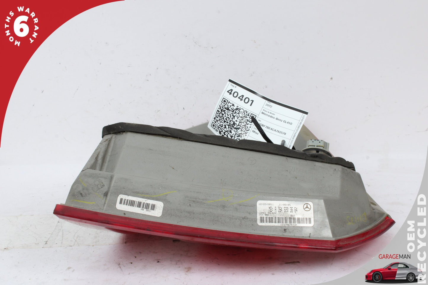2010-2012 Mercedes X164 GL450 Rear Right Side Tail Light Lamp 1648203664 OEM